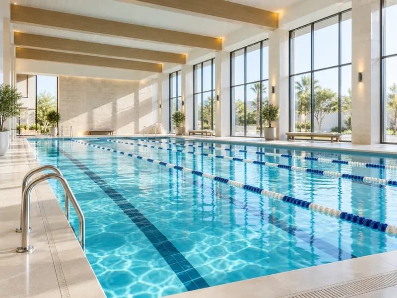 Indoor academy pool with natural daylight